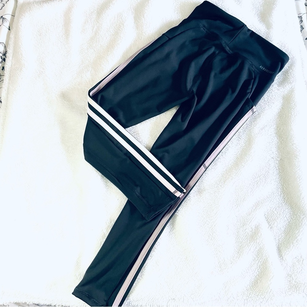 Adidas Lot of 2 Girls' Leggings Slim Fit - Size M (10/12) AEROREADY & Cotton - Picture 2 of 13